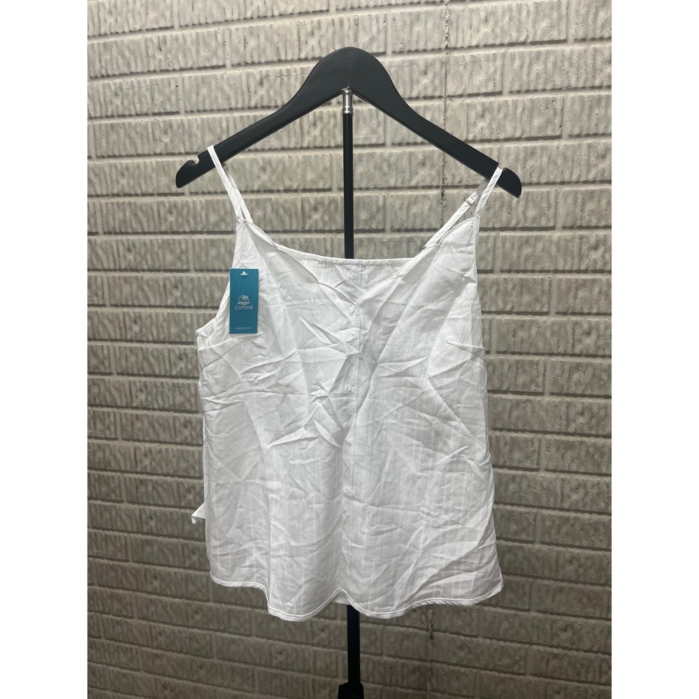 Cupshe White Textured‎ Stripe Camisole V-Neck Adjustable Straps Top Small NEW